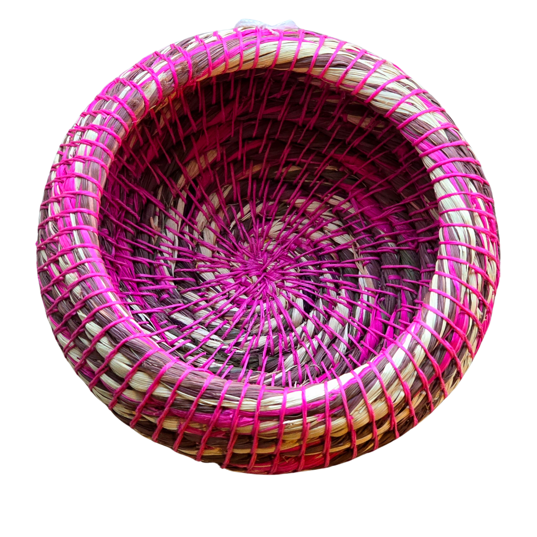 Colored chambira woven pots with open top - handmade by Peruvian artisan - Amazon Ecology