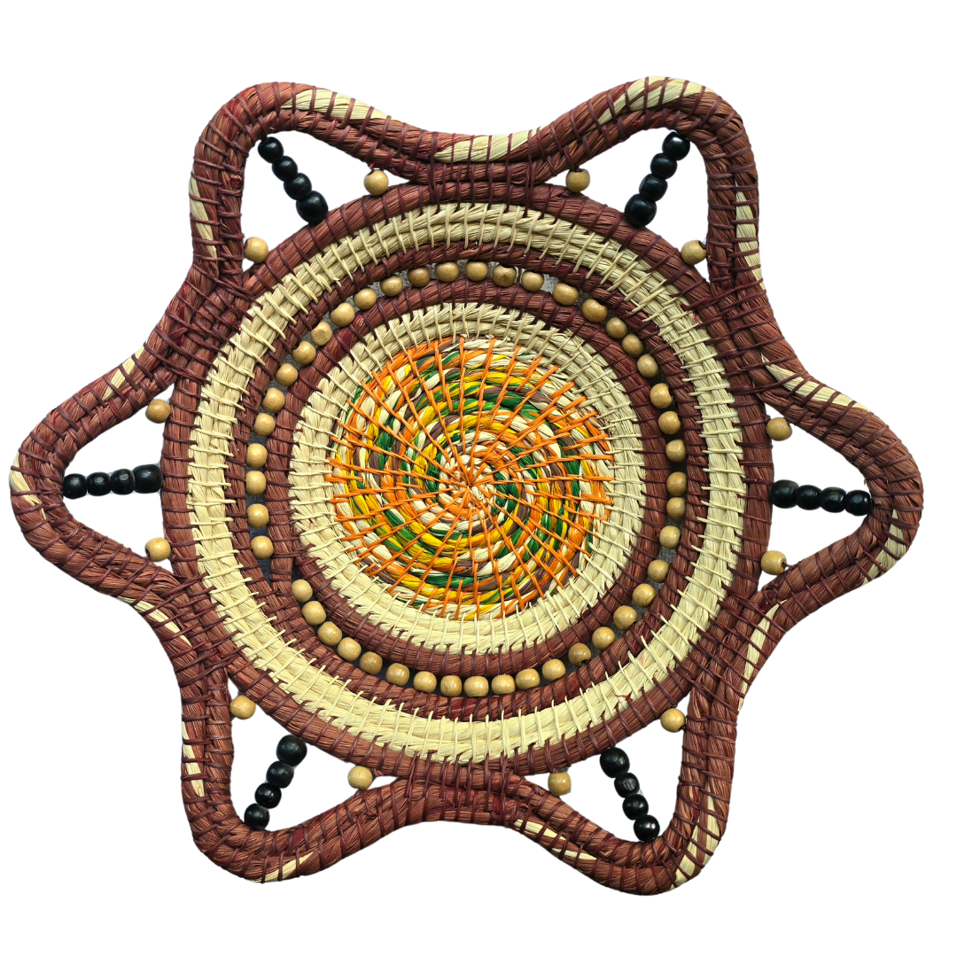 RASPBERRY SWIRL HANDMADE CHAMBIRA PALM FIBER BASKET - WOVEN BY ARTISAN FROM PERUVIAN AMAZON