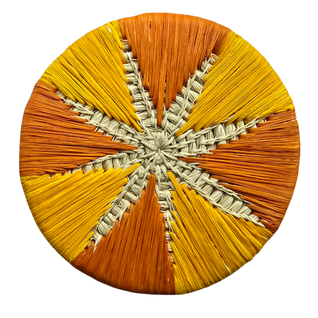 Chambira woven coasters with colored border (set of 4) - handmade by Peruvian artisans - Amazon Ecology
