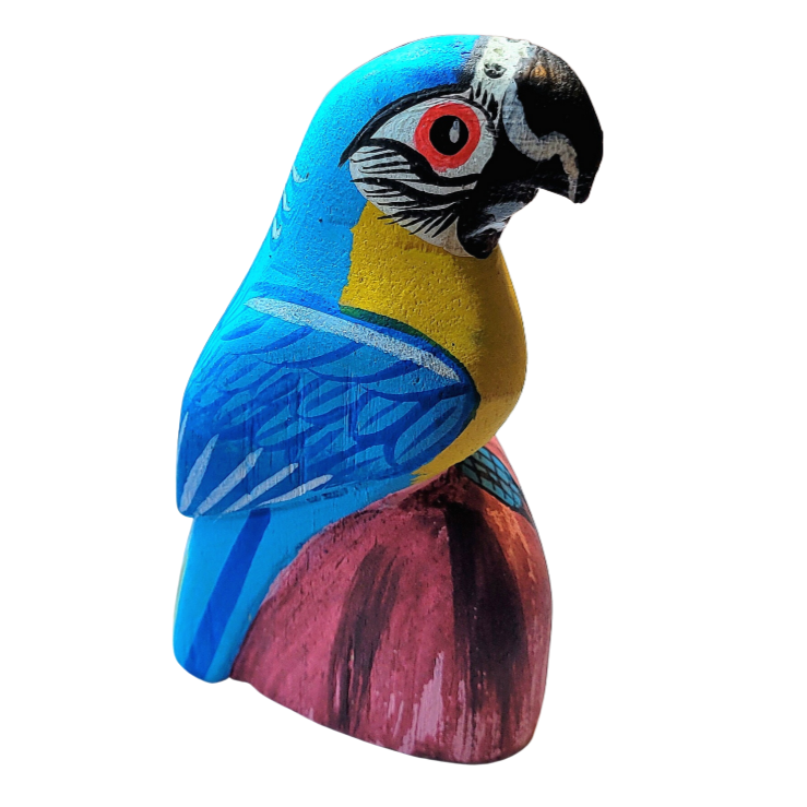 MACAW BALSA WOOD FAIR -TRADE DECORATION - CARVED BY PERUVIAN AMAZON ARTISAN - Amazon Ecology