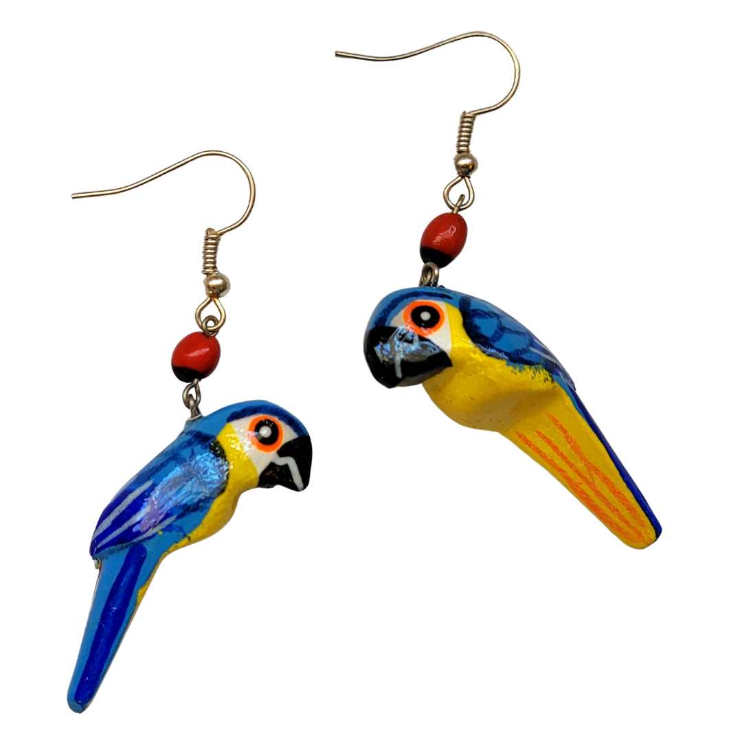 Macaw Balsa Wood Earrings - made by artisans from the Peruvian Amazon - Amazon Ecology