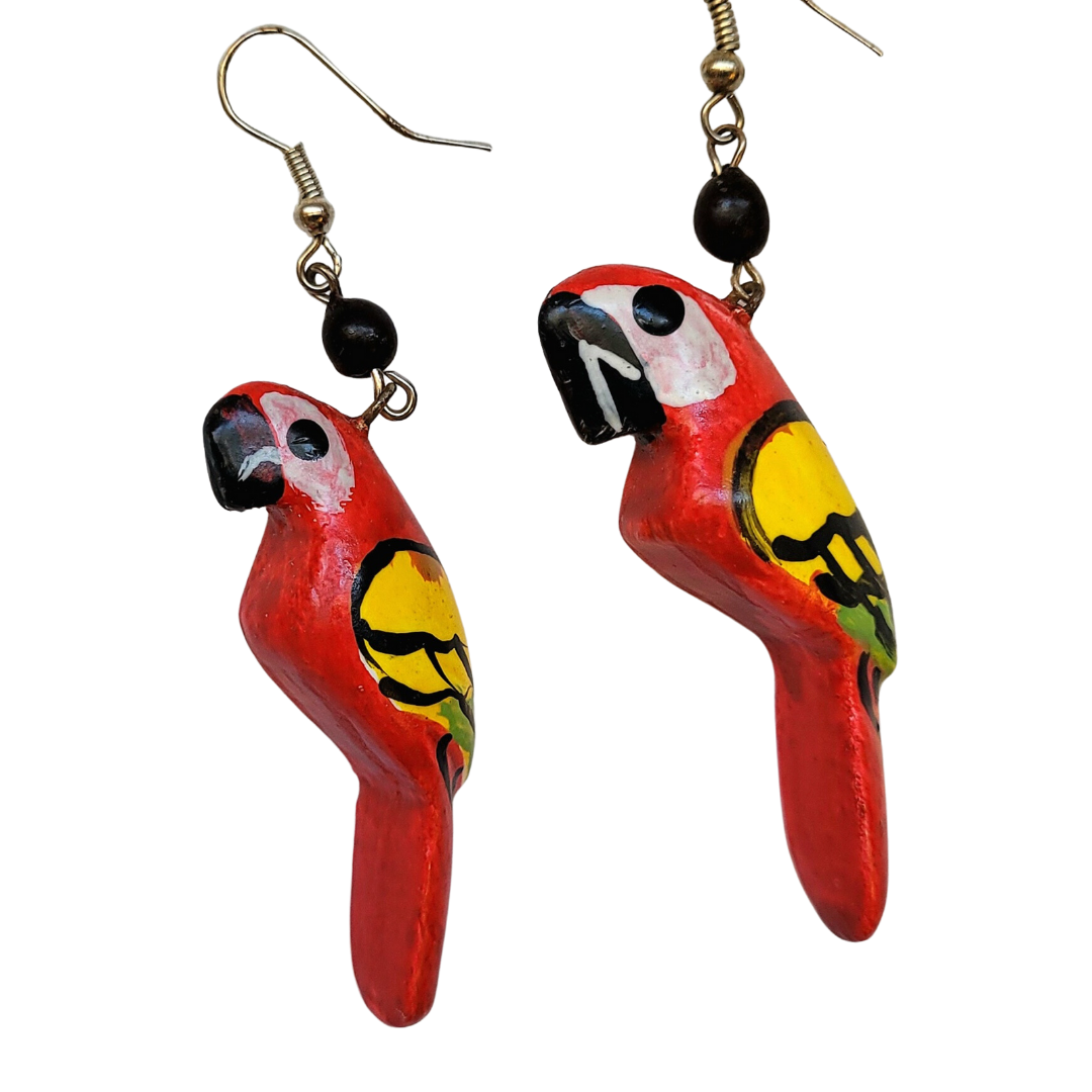 Macaw Balsa Wood Earrings - made by artisans from the Peruvian Amazon - Amazon Ecology