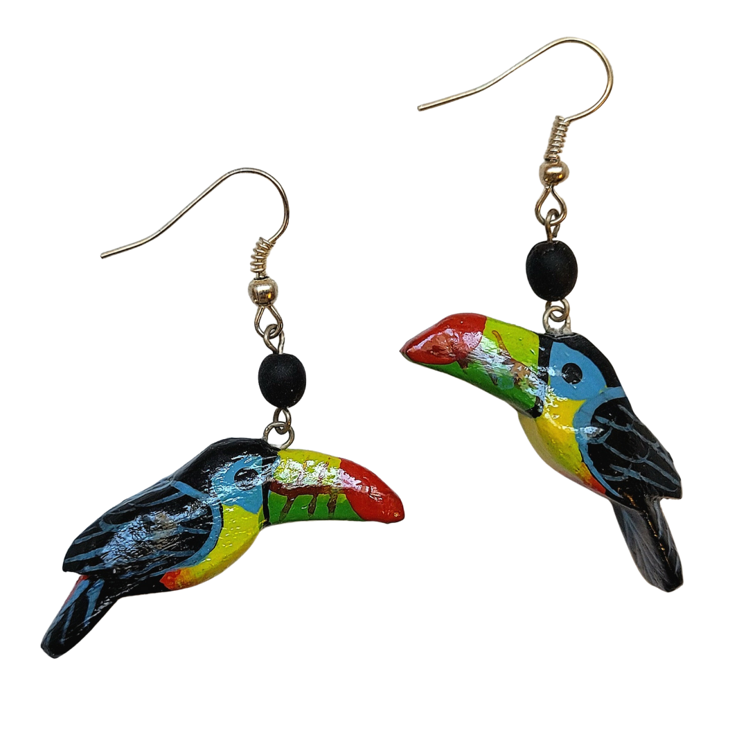Toucan Balsa Wood Earrings - Made by Peruvian Amazon artisan - Amazon Ecology