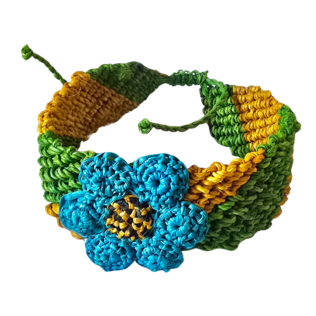 Bora native pattern chambira palm fiber bracelets - Amazon Ecology
