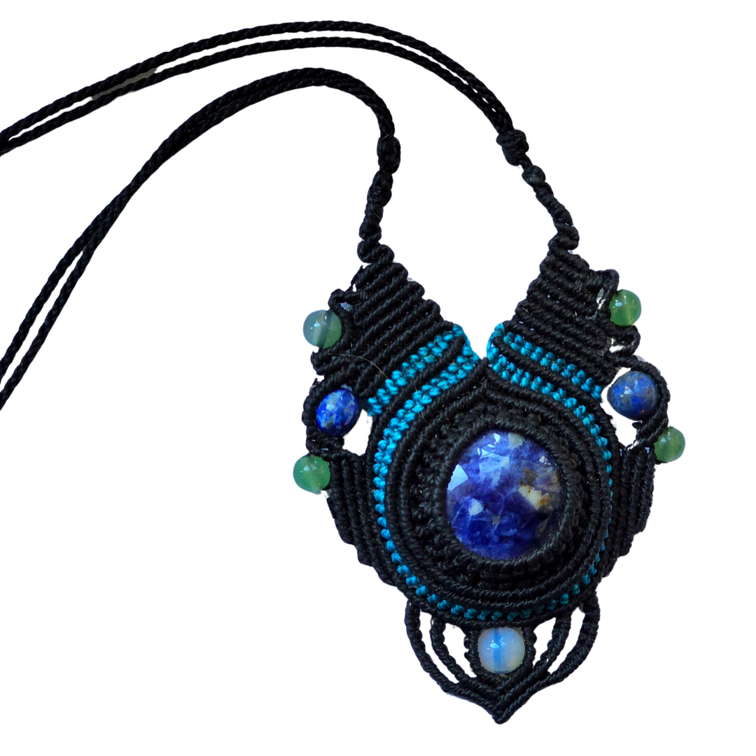 Fancy sodalite macrame necklace from the Peruvian Amazon