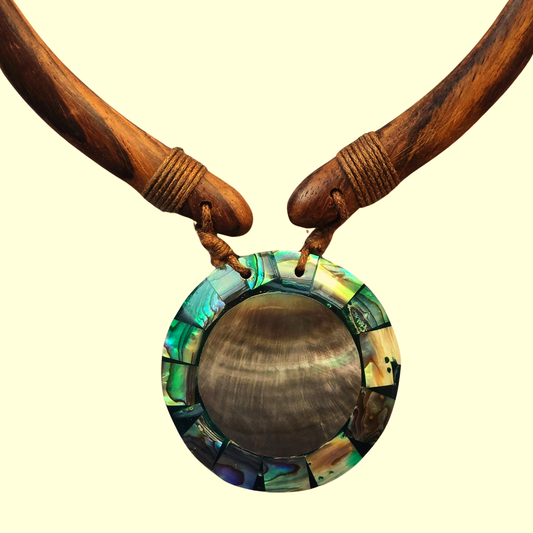 Mother of pearl, abalone and wood necklace from the Peruvian Amazon - Amazon Ecology