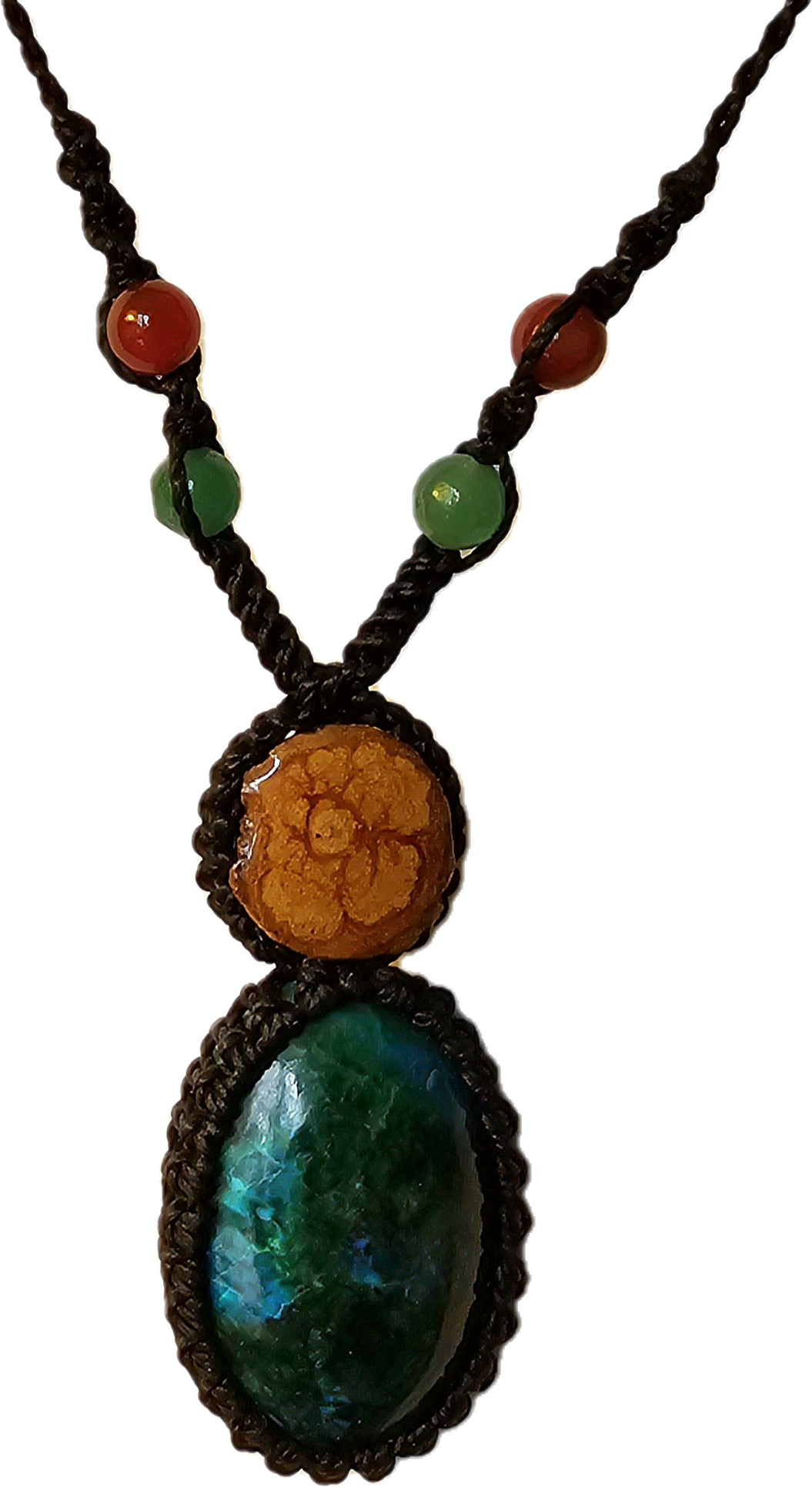 Ayahuasca vine and chrysocolla macrame necklace - Amazon Ecology