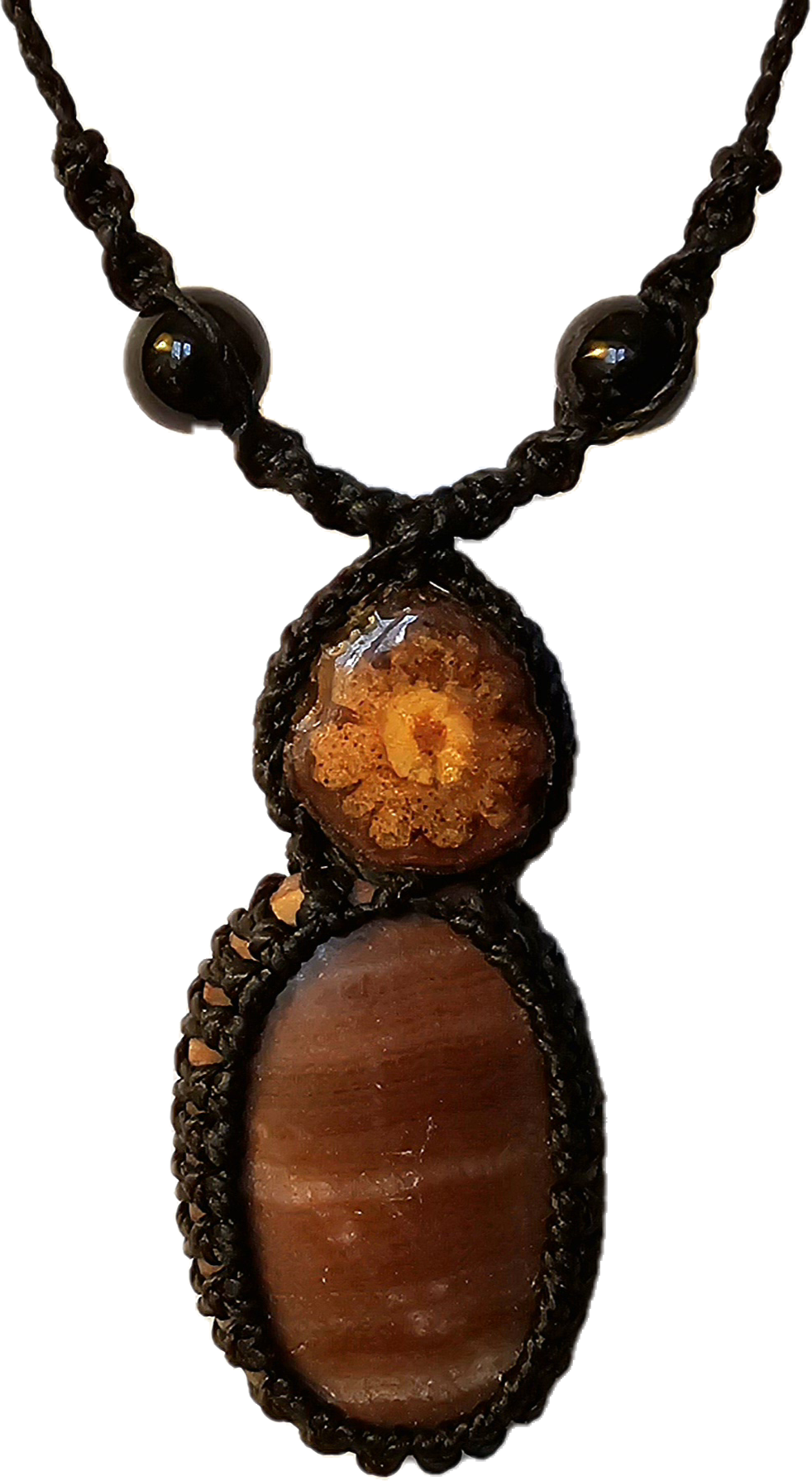 Ayahuasca vine and red jasper macrame necklace - Amazon Ecology