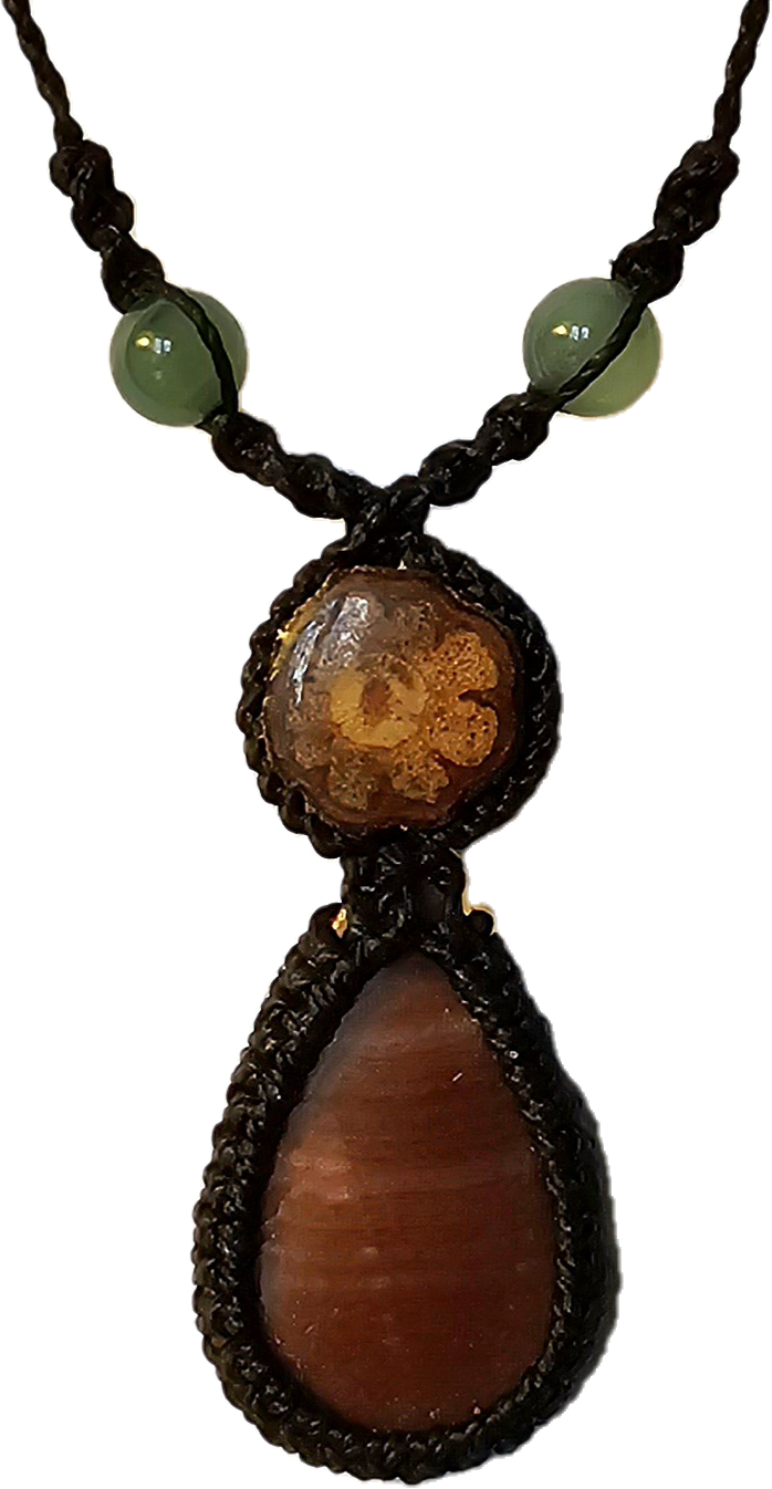 Ayahuasca vine and red jasper macrame necklace - Amazon Ecology