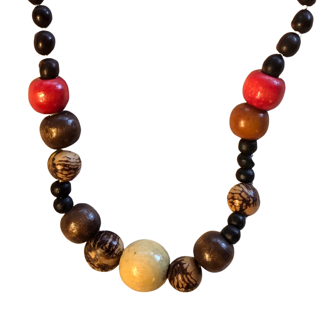 Achira and acai bead necklace - made by artisan from the Peruvian Amazon - Amazon Ecology