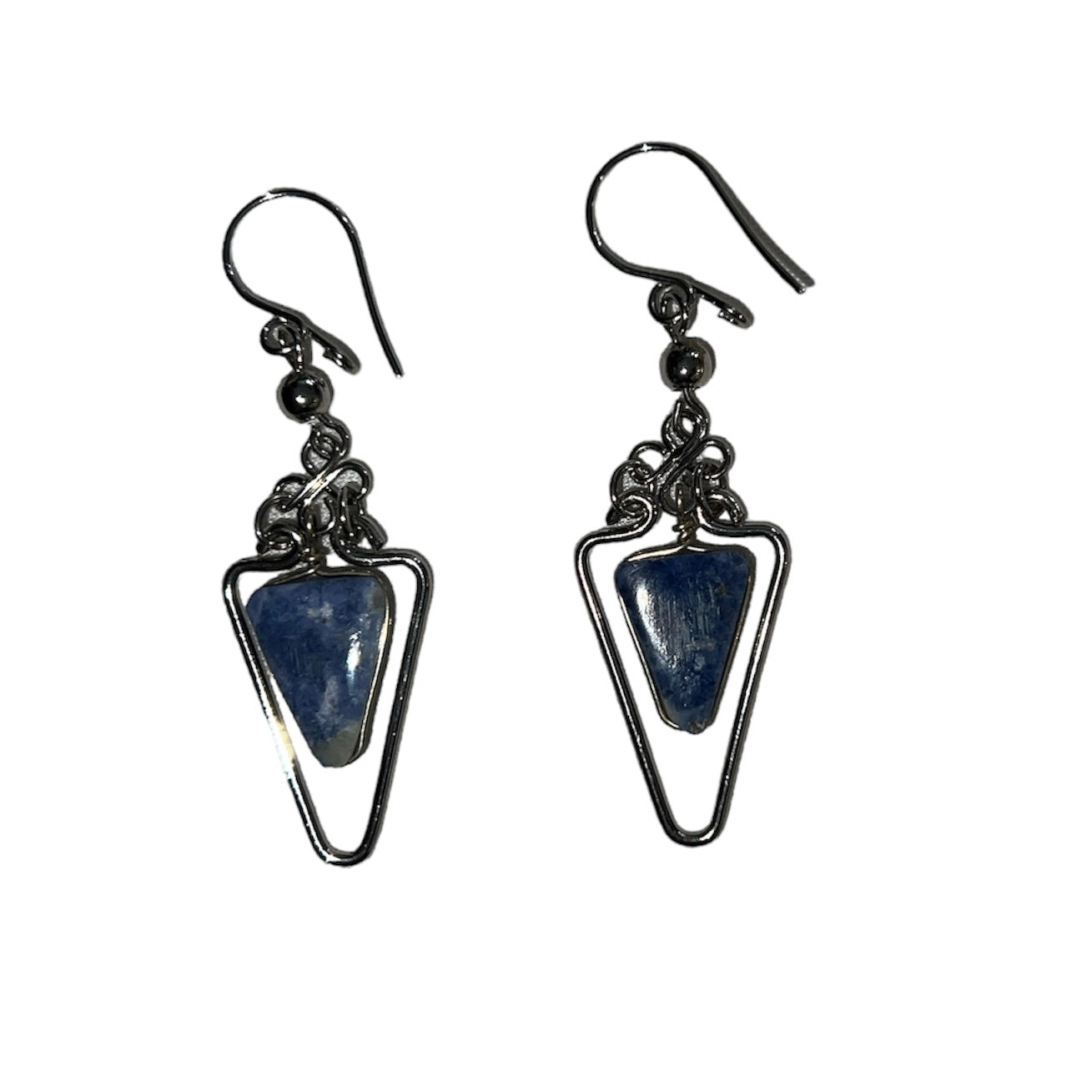 Triangular Silver Wire Earrings with Sodalite - Amazon Ecology