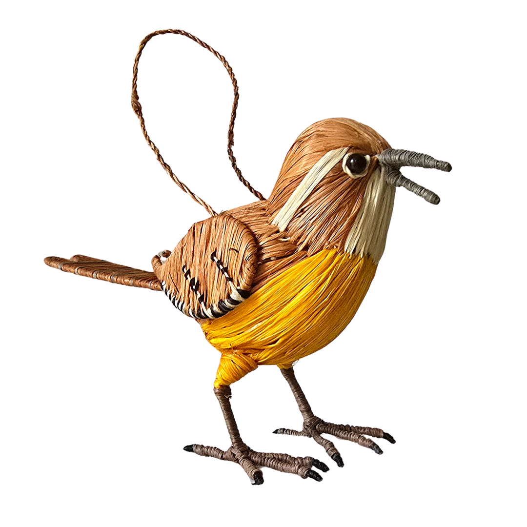 CAROLINA WREN BIRD - FAIR TRADE CHRISTMAS TREE ORNAMENT - WOVEN BY PERUVIAN AMAZON ARTISAN - Amazon Ecology