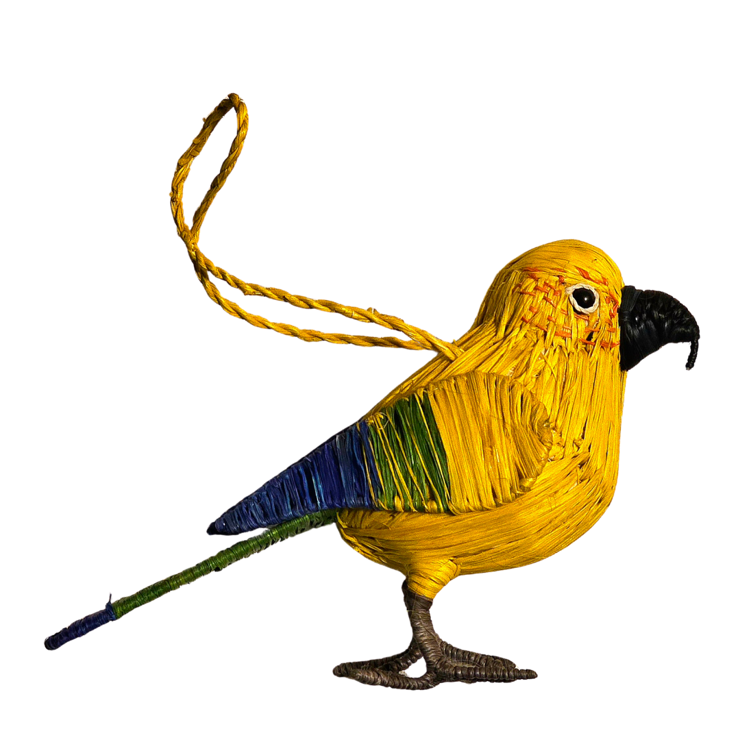 SUN CONURE BIRD FAIR-TRADE CHRISTMAS TREE ORNAMENT - WOVEN BY PERUVIAN AMAZON ARTISAN - Amazon Ecology