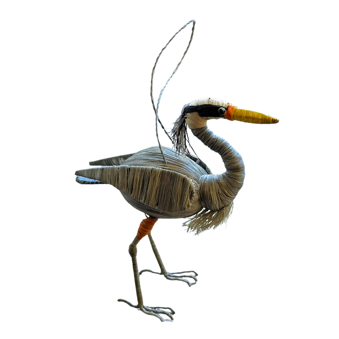 GREAT BLUE HERON BIRD FAIR-TRADE CHRISTMAS TREE ORNAMENTS - WOVEN BY PERUVIAN AMAZON ARTISAN - Amazon Ecology