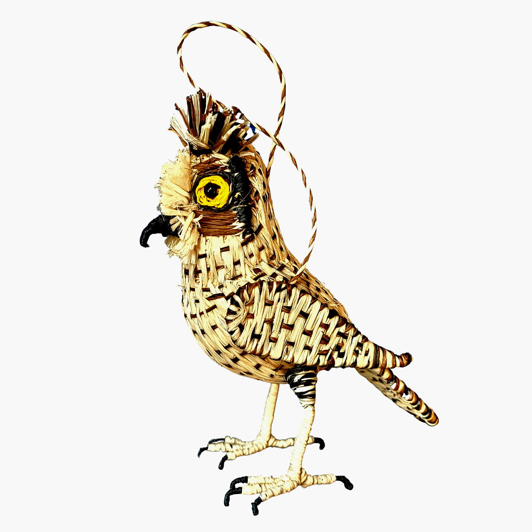 SCREECH OWL BIRD FAIR -TRADE ORNAMENT AND DECORATION- WOVEN BY PERUVIAN AMAZON ARTISAN - Amazon Ecology