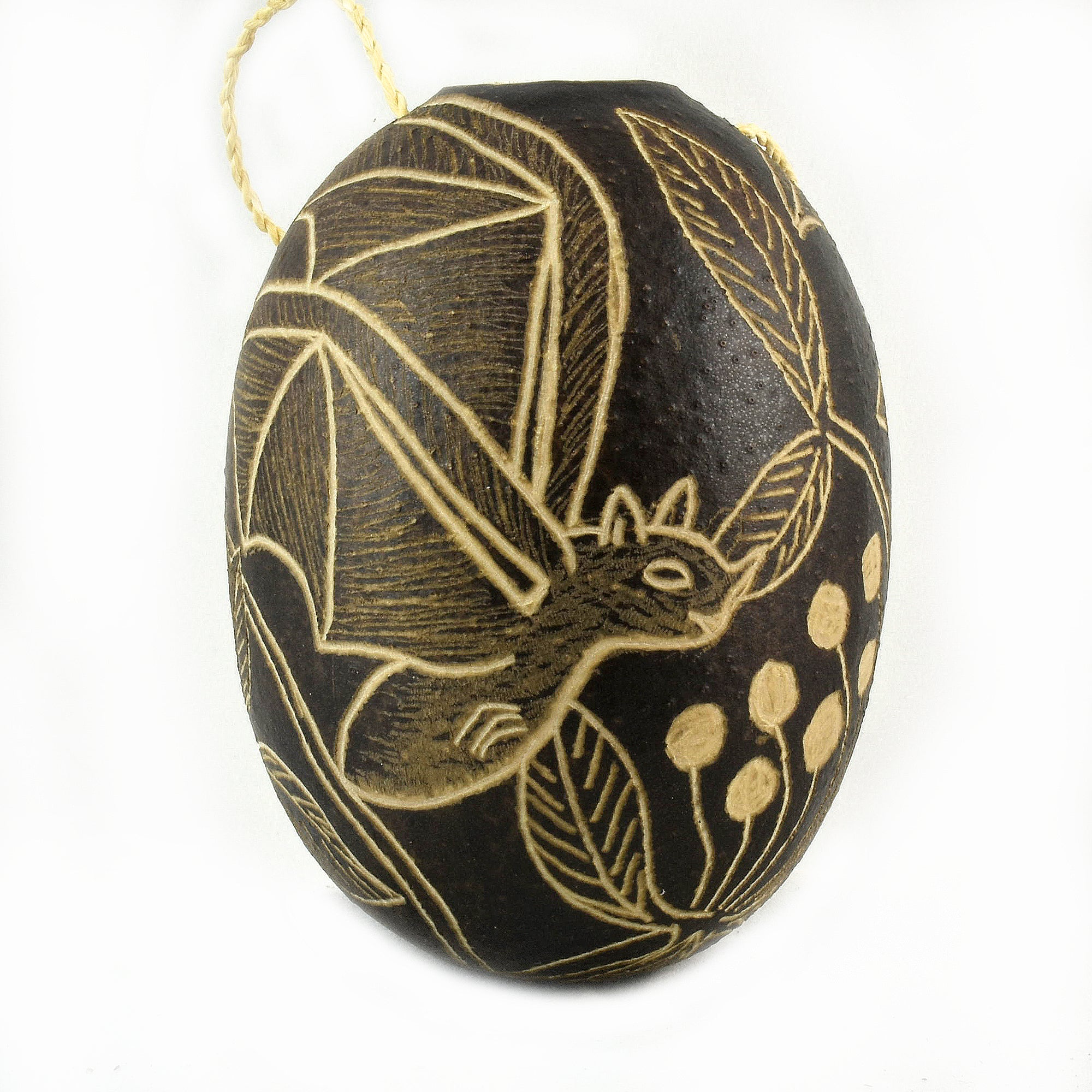 Bat Mammal Calabash Christmas tree ornament and hand rattle - Amazon Ecology
