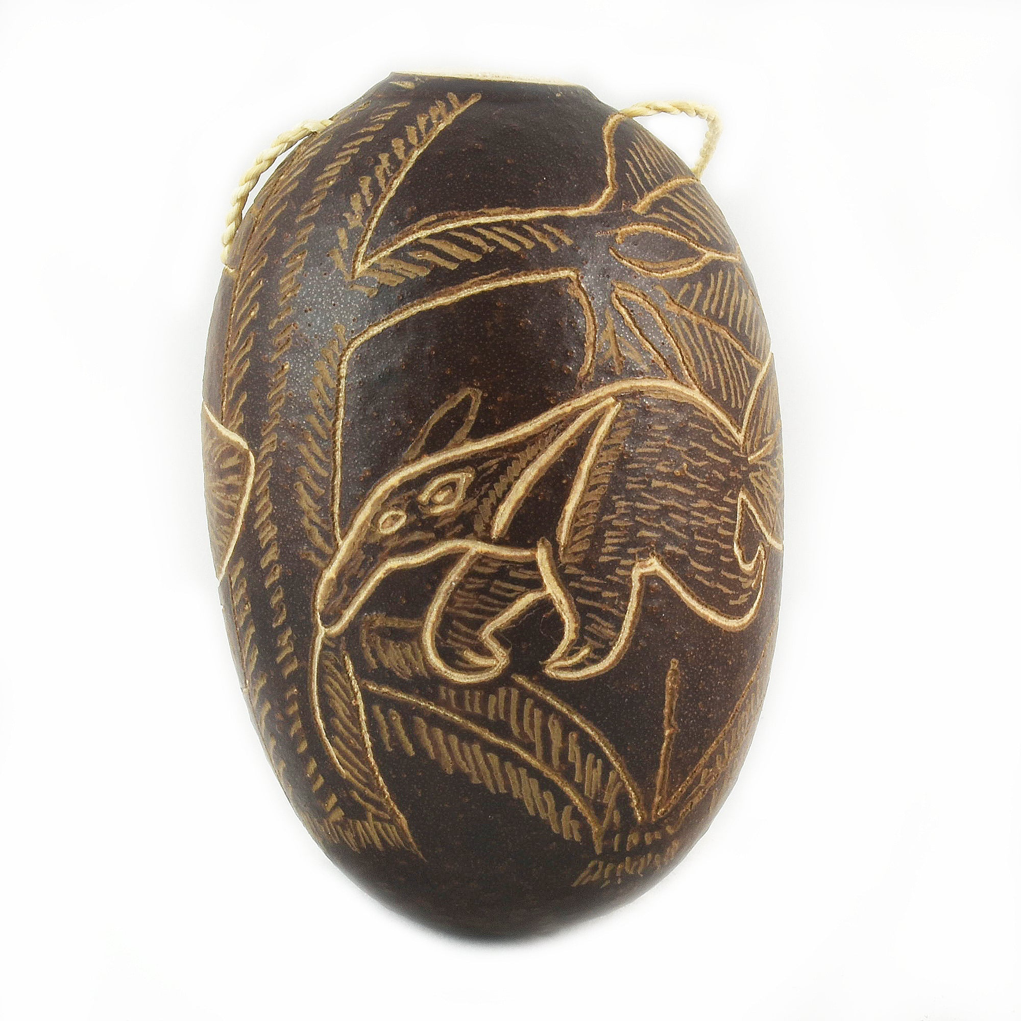 Anteater Mammal Calabash Christmas tree ornament and hand rattle