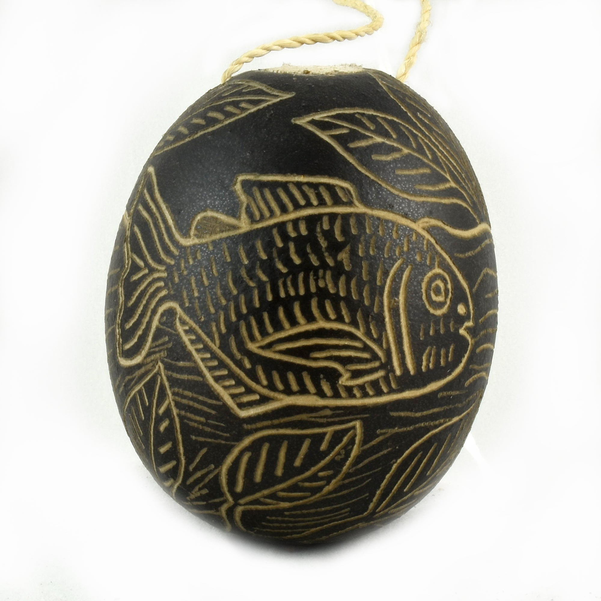 Pirana Fish Calabash Christmas tree ornament and hand rattle - Amazon Ecology