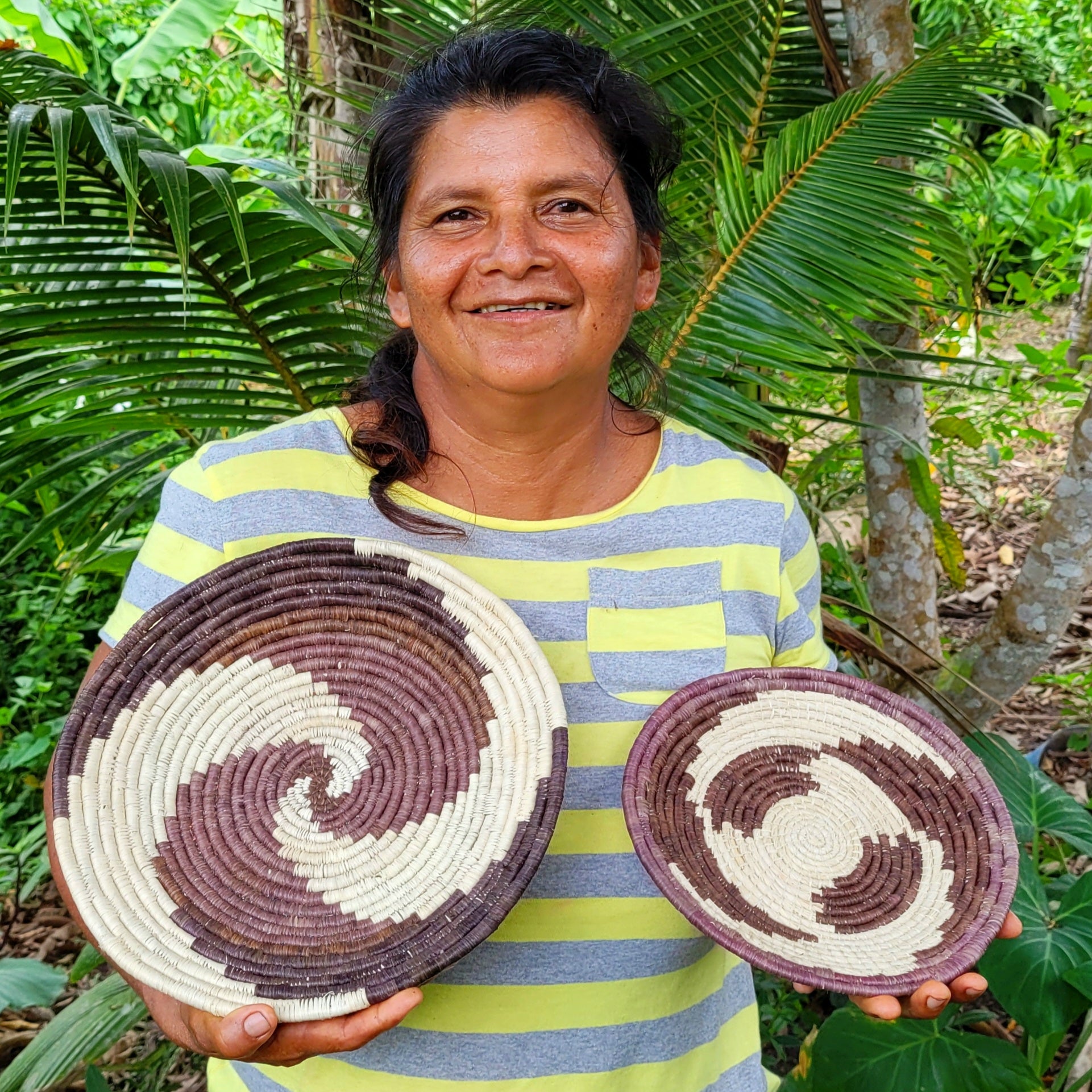 White Yin and Black Yang - Fair Trade Basket - Handmade by Peruvian Amazon artisan - Amazon Ecology