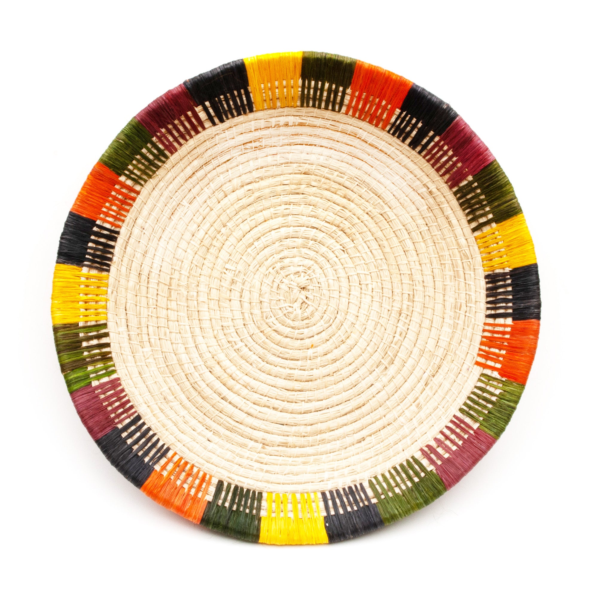 Cream with Rainbow Accents Basket - Fair Trade Craft from the Peruvian Amazon - Amazon Ecology