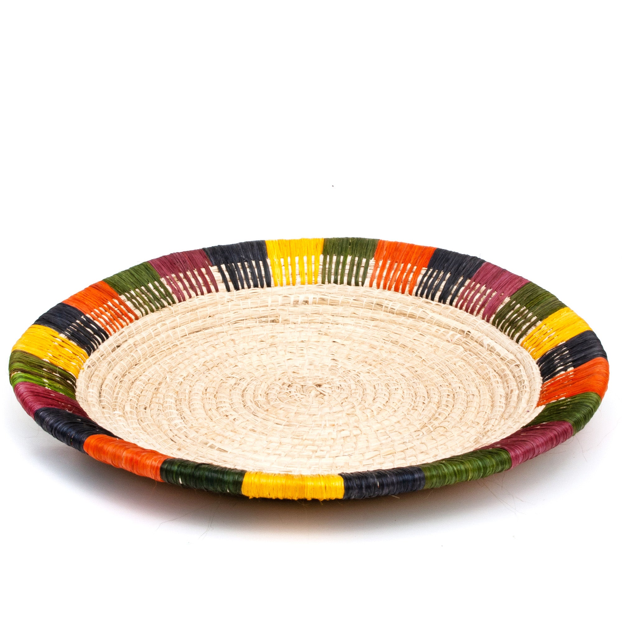 Cream with Rainbow Accents Basket - Fair Trade Craft from the Peruvian Amazon - Amazon Ecology
