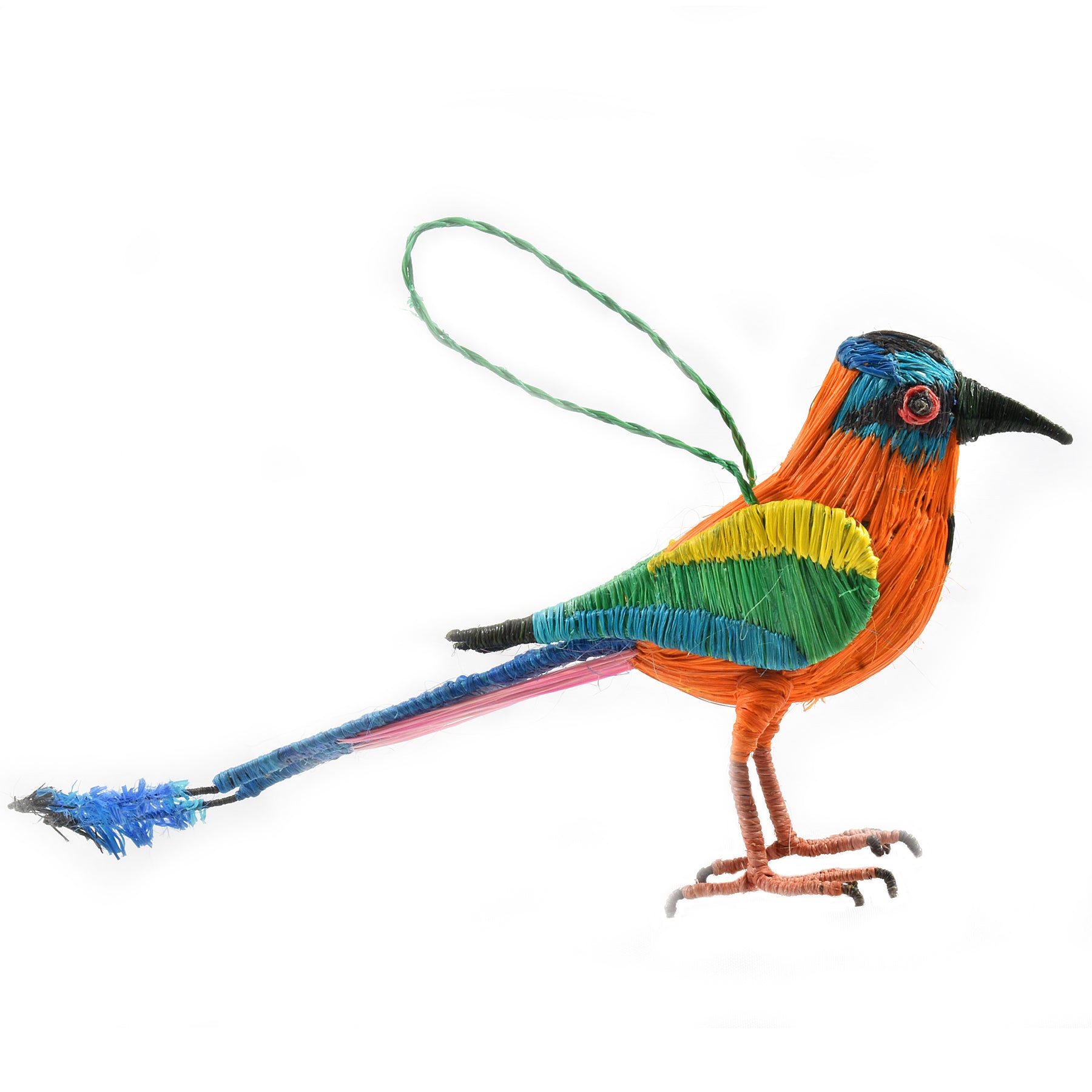 FAIR -TRADE CHRISTMAS TREE BIRD ORNAMENT - BLUE-CROWNED MOTMOT - WOVEN BY PERUVIAN AMAZON ARTISAN - Amazon Ecology