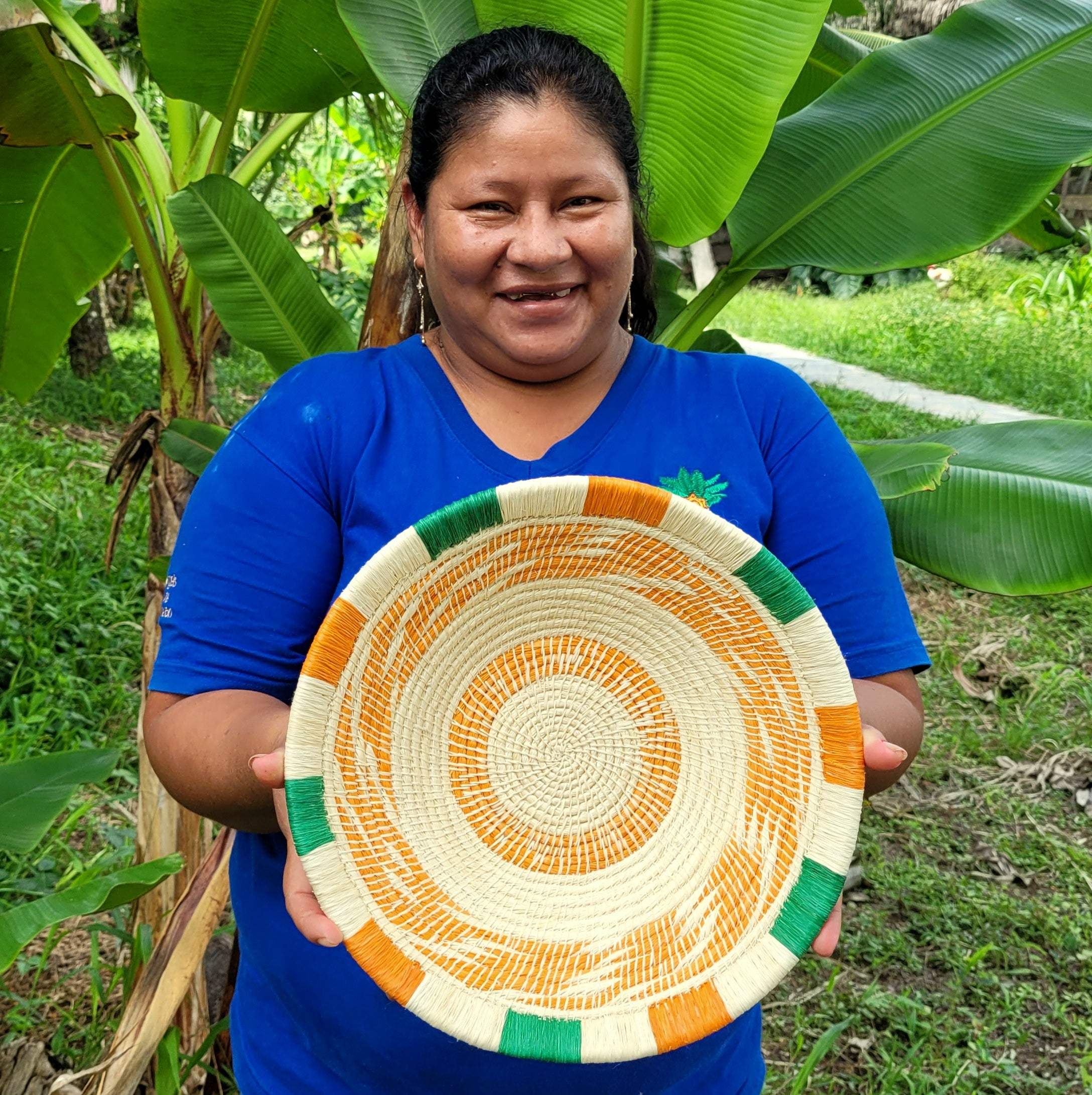 Orange and Green Delight - Fair Trade Basket - Handmade by Peruvian Amazon artisan - Amazon Ecology