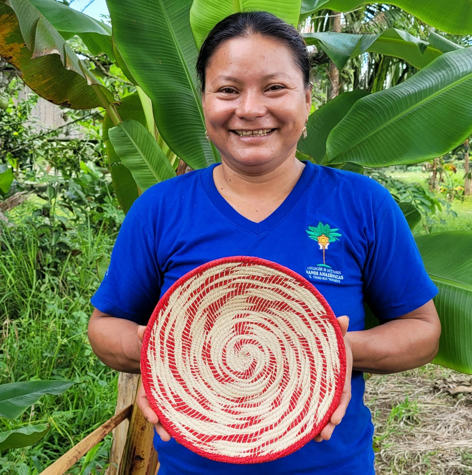 Cherry Swirl - Fair Trade Basket - Handmade by Peruvian Amazon artisan - Amazon Ecology