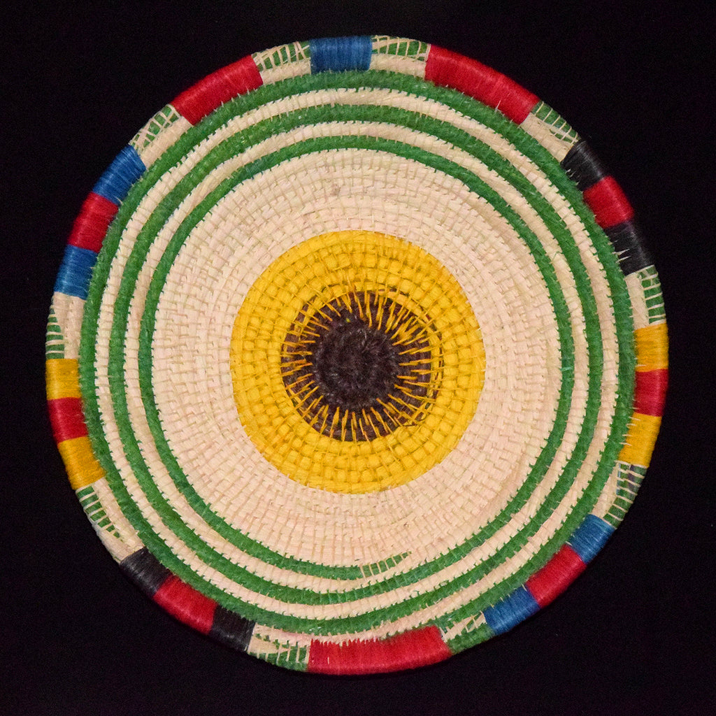 RAINBOW AROUND THE SUN - HANDMADE CHAMBIRA PALM FIBER BASKET - WOVEN BY ARTISAN FROM PERUVIAN AMAZON - Amazon Ecology