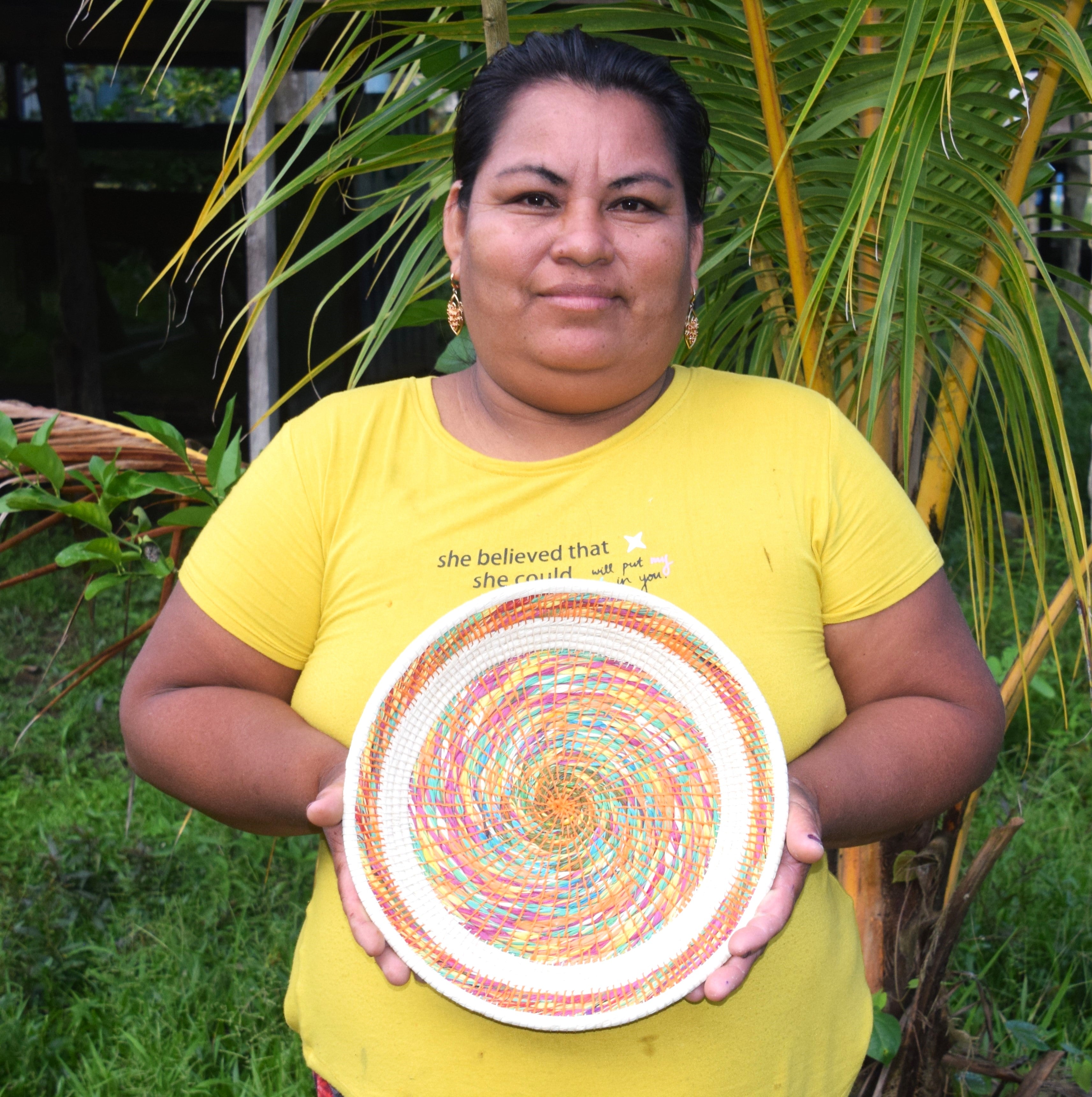 Rainbow Swirl - Fair Trade Basket - Handmade by Peruvian Amazon artisan - Amazon Ecology