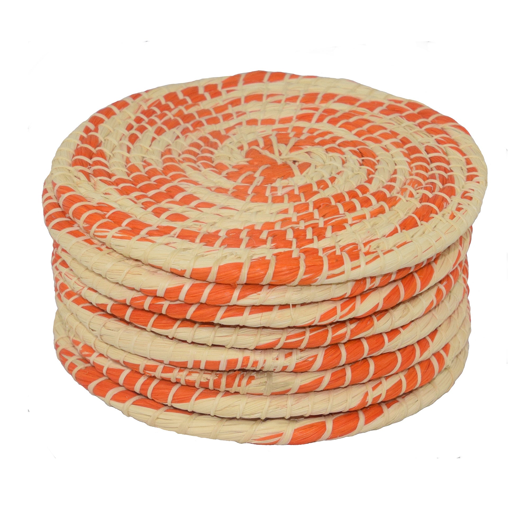 Chambira woven coasters with colored swirl- handmade by Peruvian artisans - Amazon Ecology