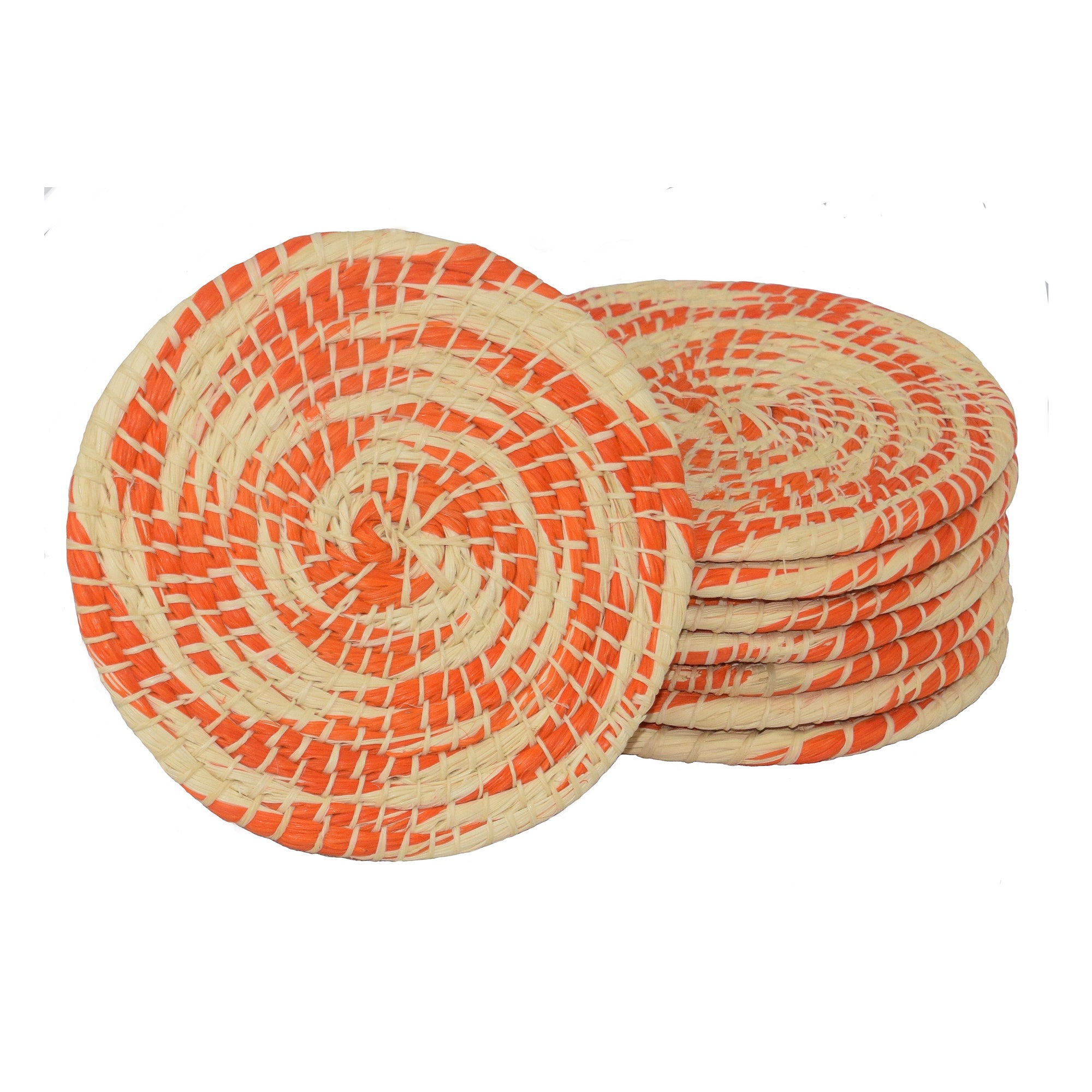 Chambira woven coasters with colored swirl- handmade by Peruvian artisans - Amazon Ecology
