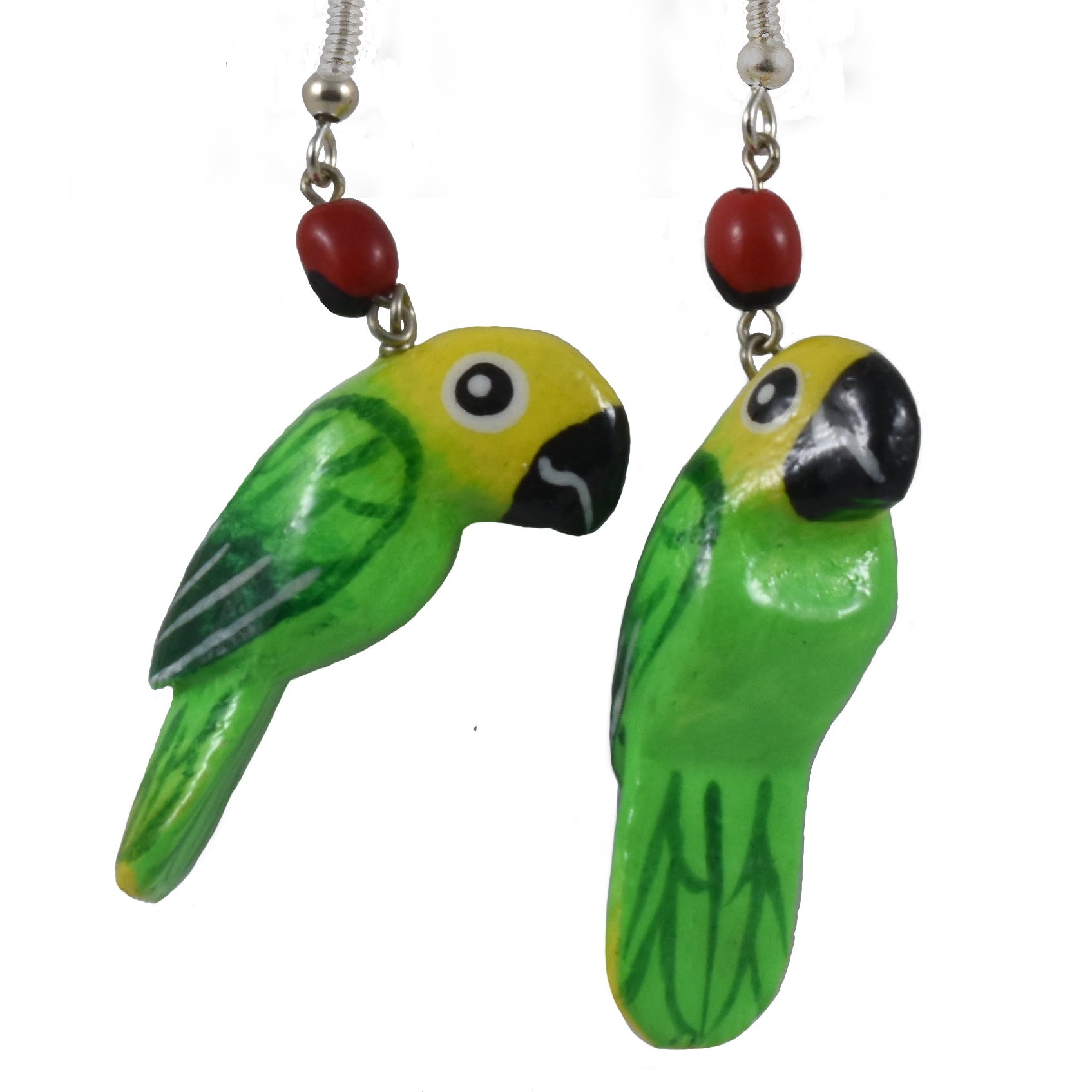 Parrot Balsa Wood Earrings - made by artisans from the Peruvian Amazon - Amazon Ecology