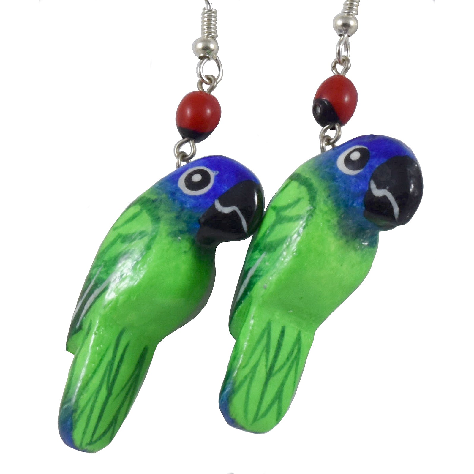 Parrot Balsa Wood Earrings - made by artisans from the Peruvian Amazon - Amazon Ecology