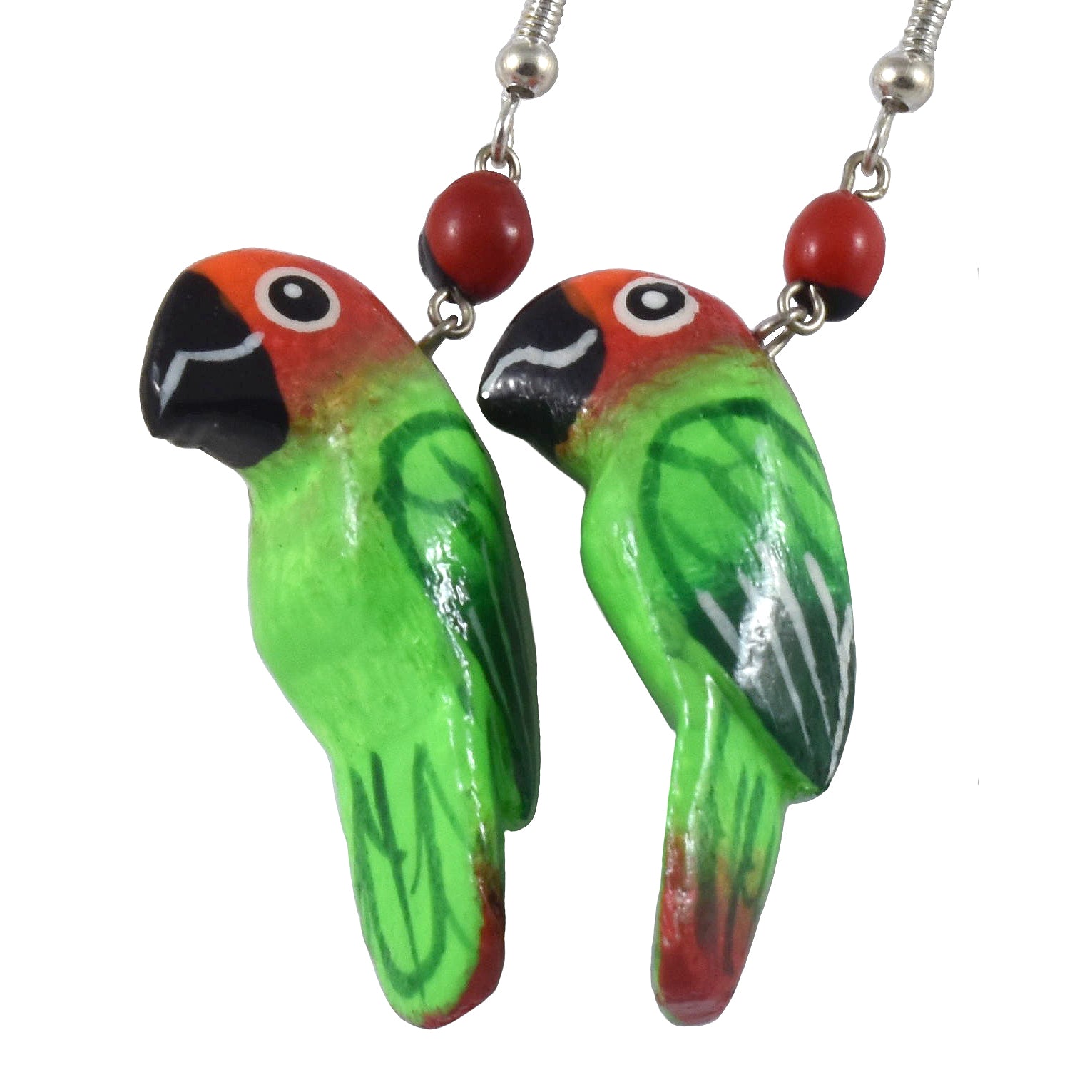 Parrot Balsa Wood Earrings - made by artisans from the Peruvian Amazon - Amazon Ecology