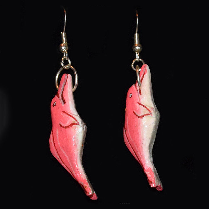 Dolphin Balsa Wood Earrings - made by artisan from Peruvian Amazon - Amazon Ecology