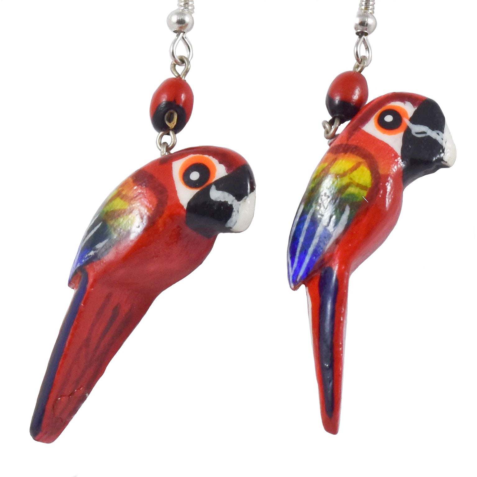 Macaw Balsa Wood Earrings - made by artisans from the Peruvian Amazon - Amazon Ecology