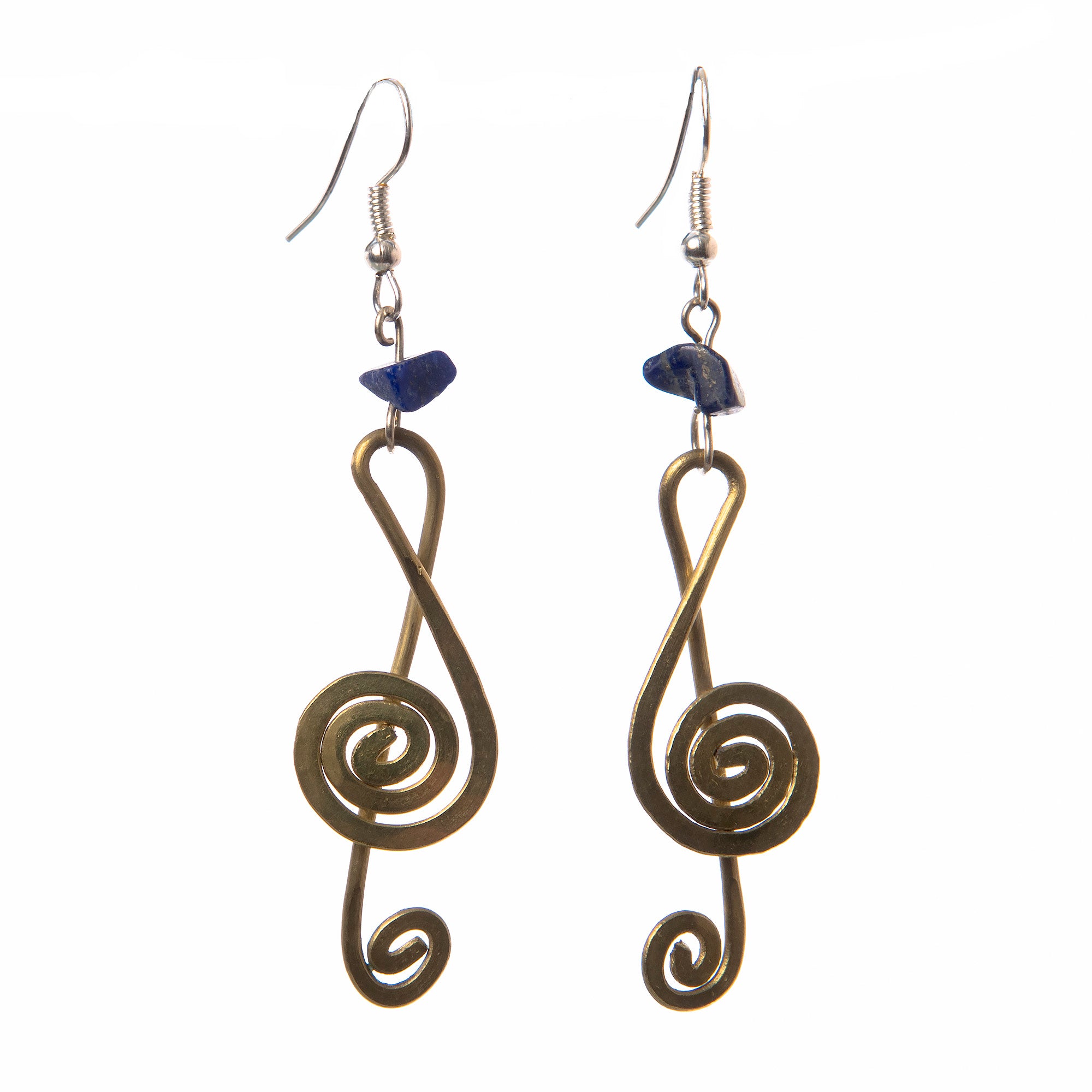 Bronze Wire Coil Music Clef Design Hanging Earrings - Amazon Ecology