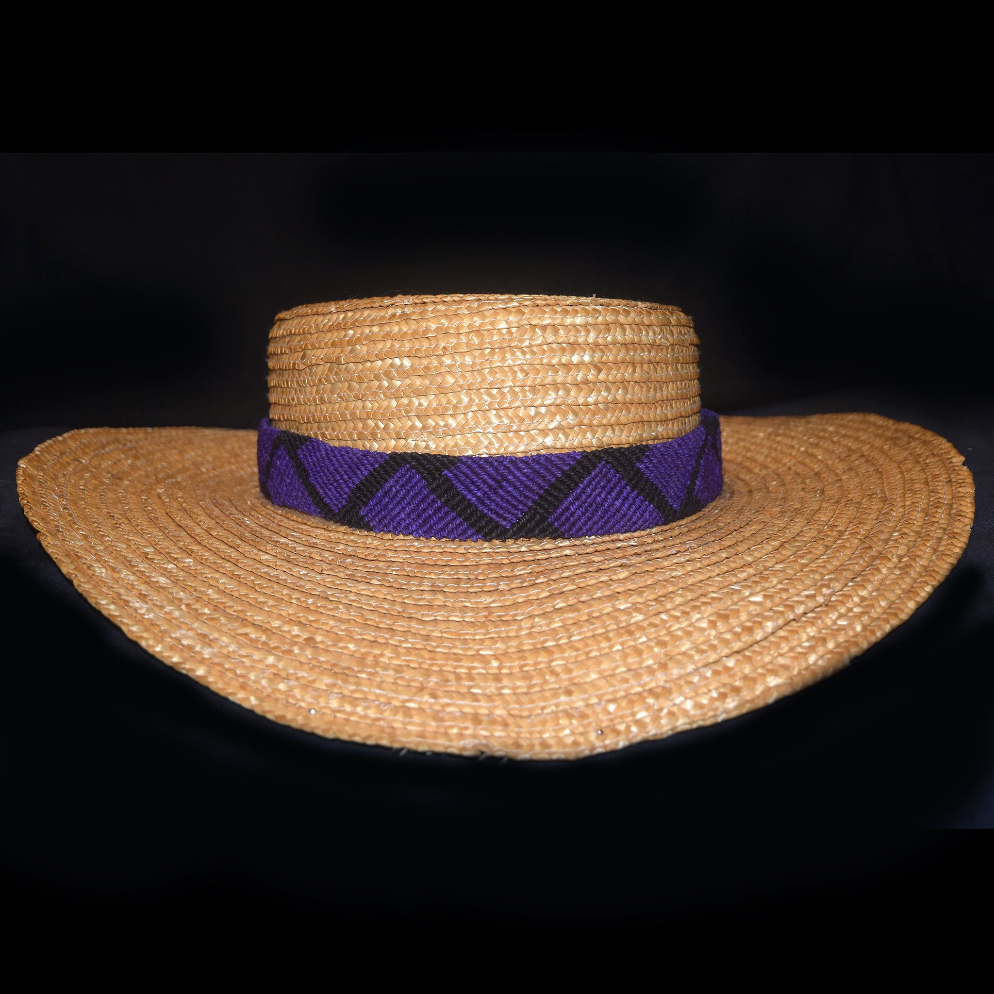 Fair-trade Hand-made Hat band - Purple and black chevron pattern - HB15A - Amazon Ecology