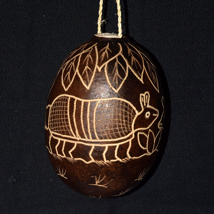 Armadillo Mammal Calabash Christmas tree ornament and hand rattle - Amazon Ecology