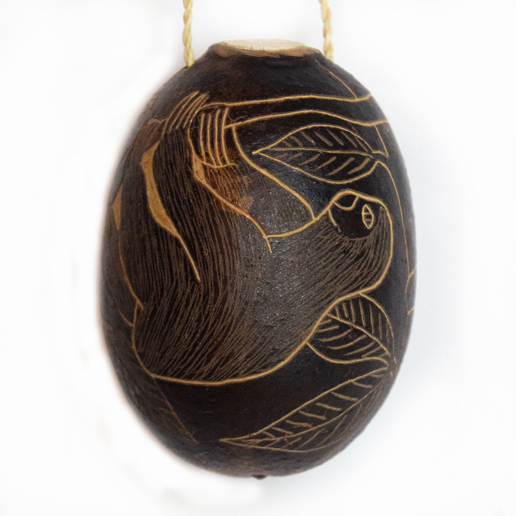 Sloth Mammal Calabash Christmas tree ornament and hand rattle - Amazon Ecology