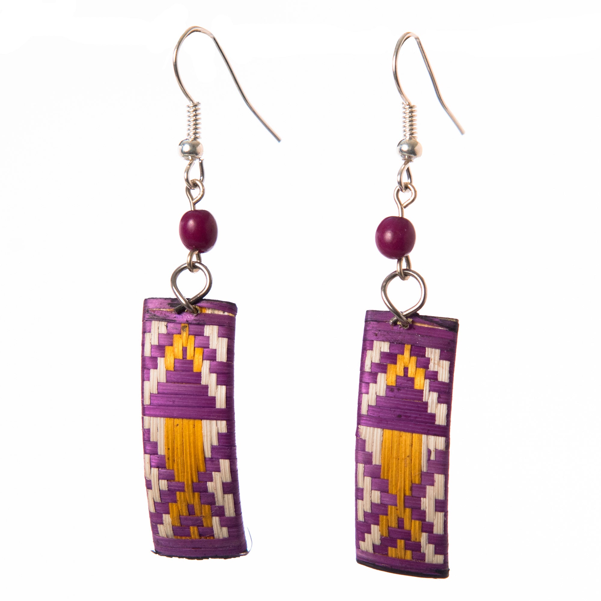 Cana Flecha Rectangular Earrings - made by Peruvian Amazon artisan - Amazon Ecology