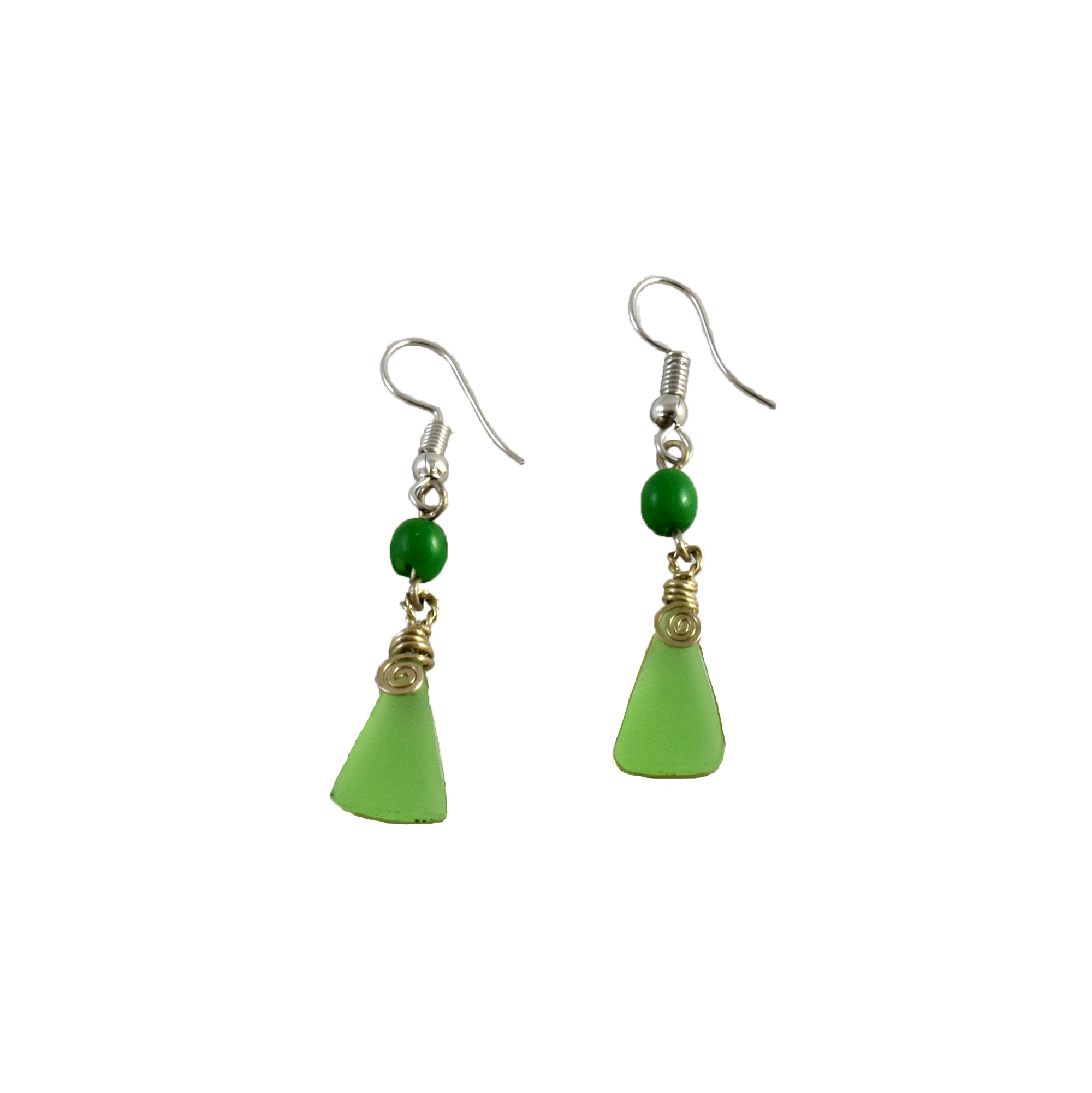 Triangular Opalite Silver Wire Earrings - Amazon Ecology