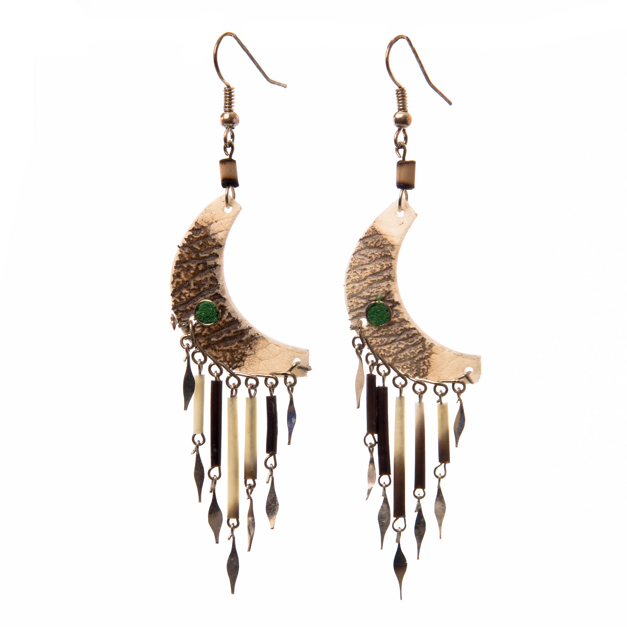 Paiche Fish Scales Crescent Moon Earrings - Amazon Ecology