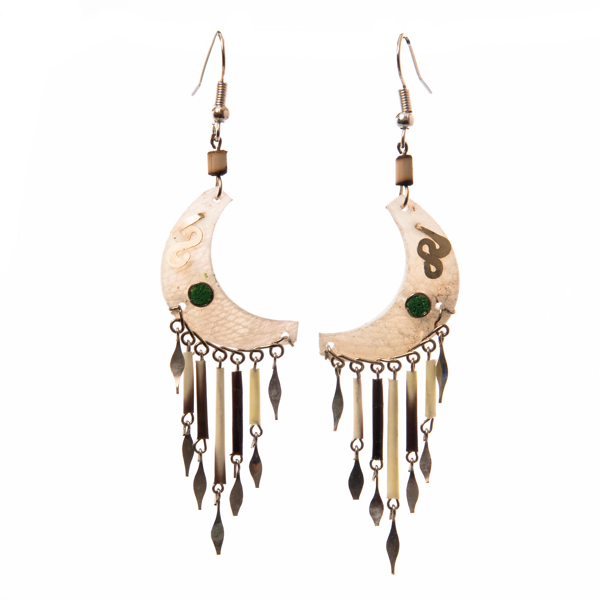 Paiche Fish Scales Crescent Moon Earrings - Amazon Ecology