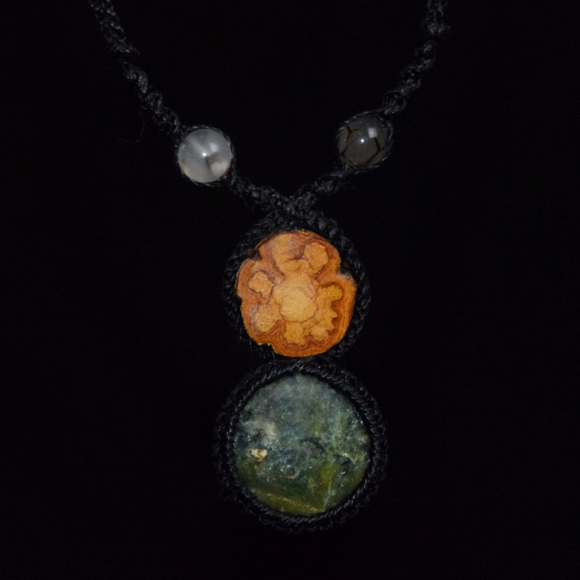 Ayahuasca vine and green jasper macrame necklace - Amazon Ecology