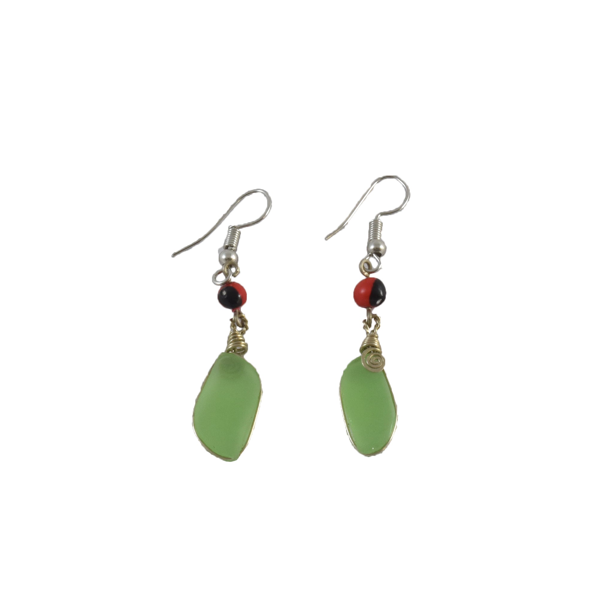 Ethereal Green Opalite and Huayruru Bead Earrings - Amazon Ecology