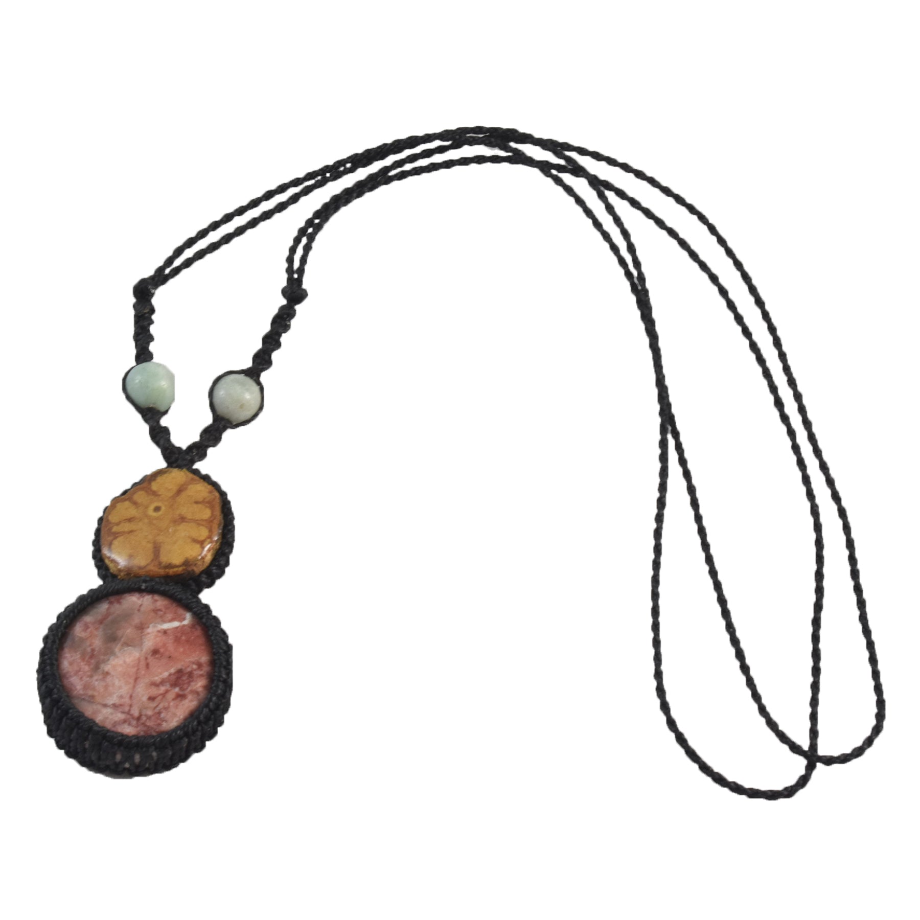 Ayahuasca vine and red jasper macrame necklace - Amazon Ecology