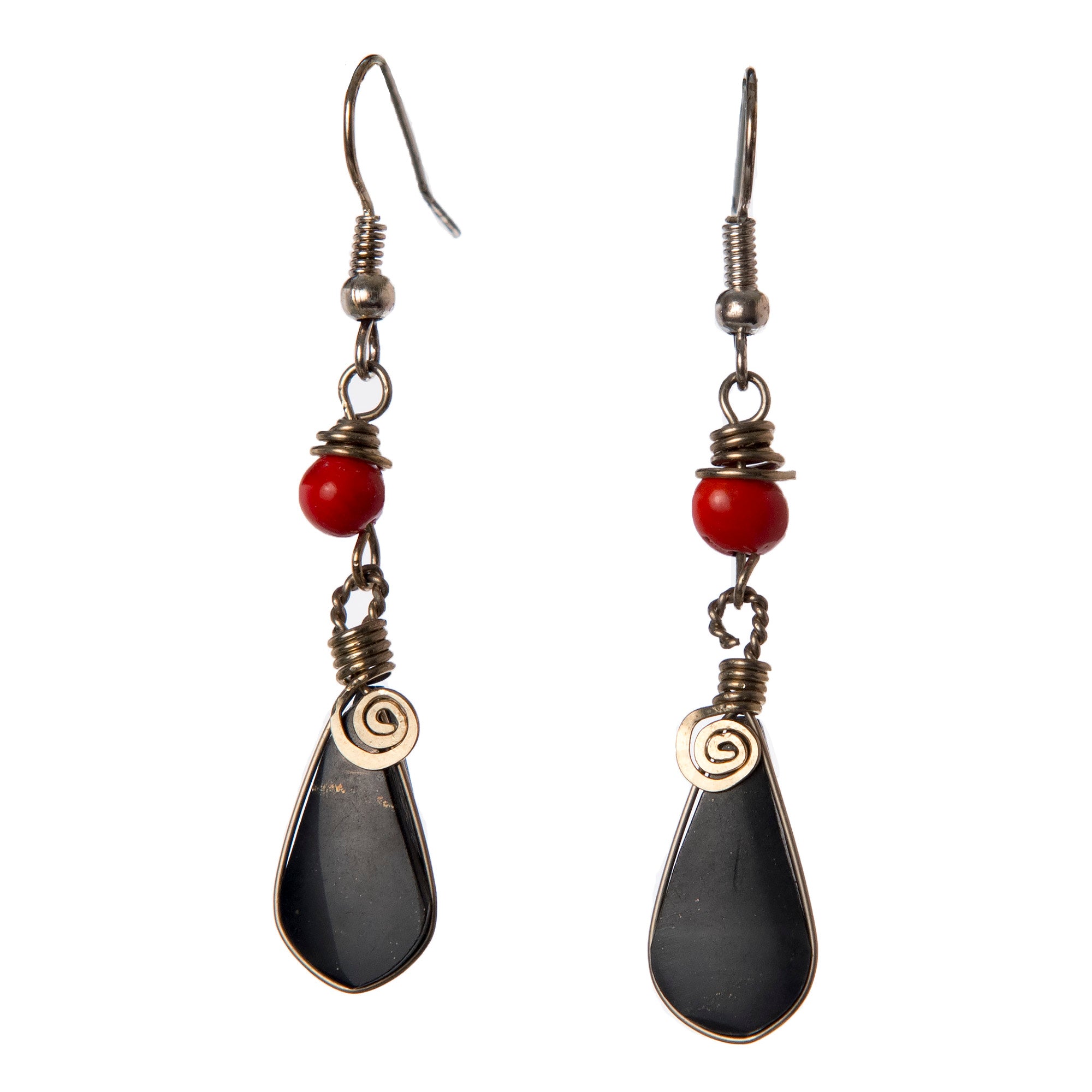 Onyx and Silver Wire Earrings, Three Designs - Amazon Ecology