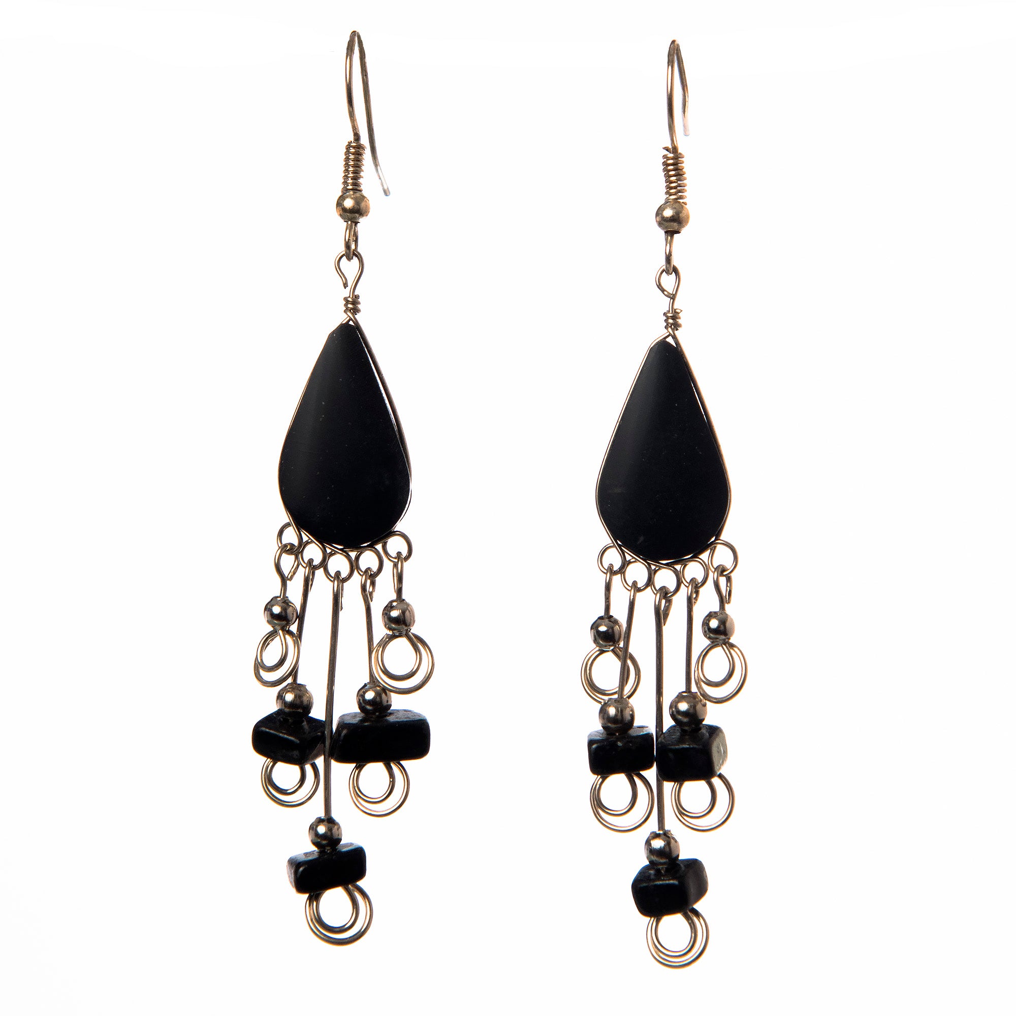 Onyx and Silver Wire Earrings, Three Designs - Amazon Ecology